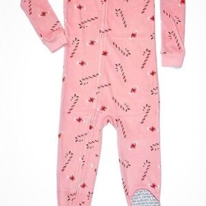 Carter's Toddler Girl's Pink Peppermint Holiday Velour Footed Pajama Sleeper 24M